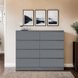 FWStyle Carlton 8 Drawer Wide 4+4 Chest of Drawers - Matt Dark Grey