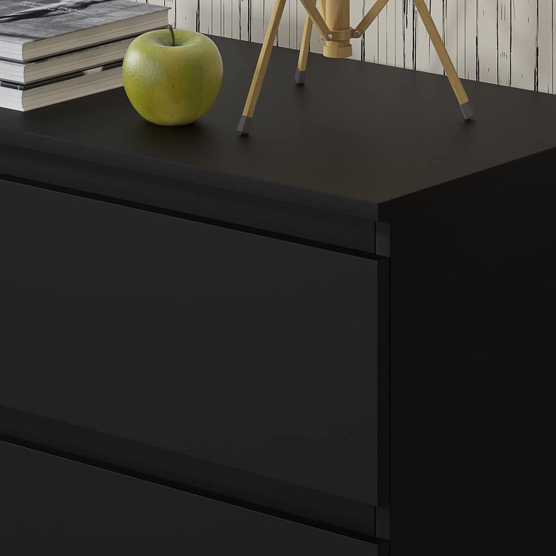 FWStyle Carlton 8 Drawer Wide 4+4 Chest Of Drawers - Matt Black