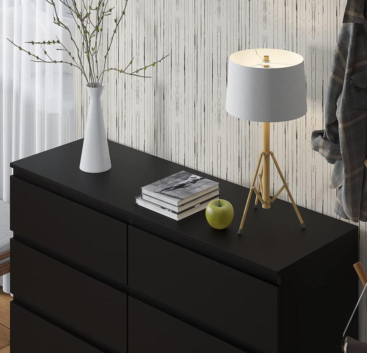 FWStyle Carlton 8 Drawer Wide 4+4 Chest Of Drawers - Matt Black