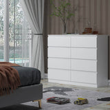 FWStyle Carlton 8 Drawer Wide 4+4 Chest Of Drawers - Matt White