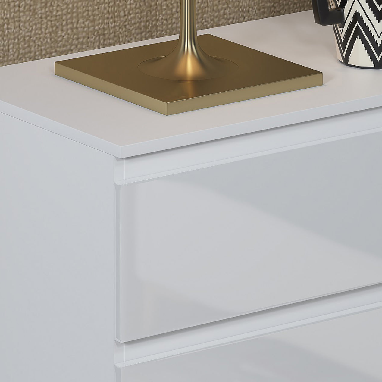FWStyle Carlton 8 Drawer Wide 4+4 Chest Of Drawers - White Gloss Front