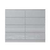 FWStyle Carlton 8 Drawer Wide 4+4 Chest Of Drawers - White Gloss Front