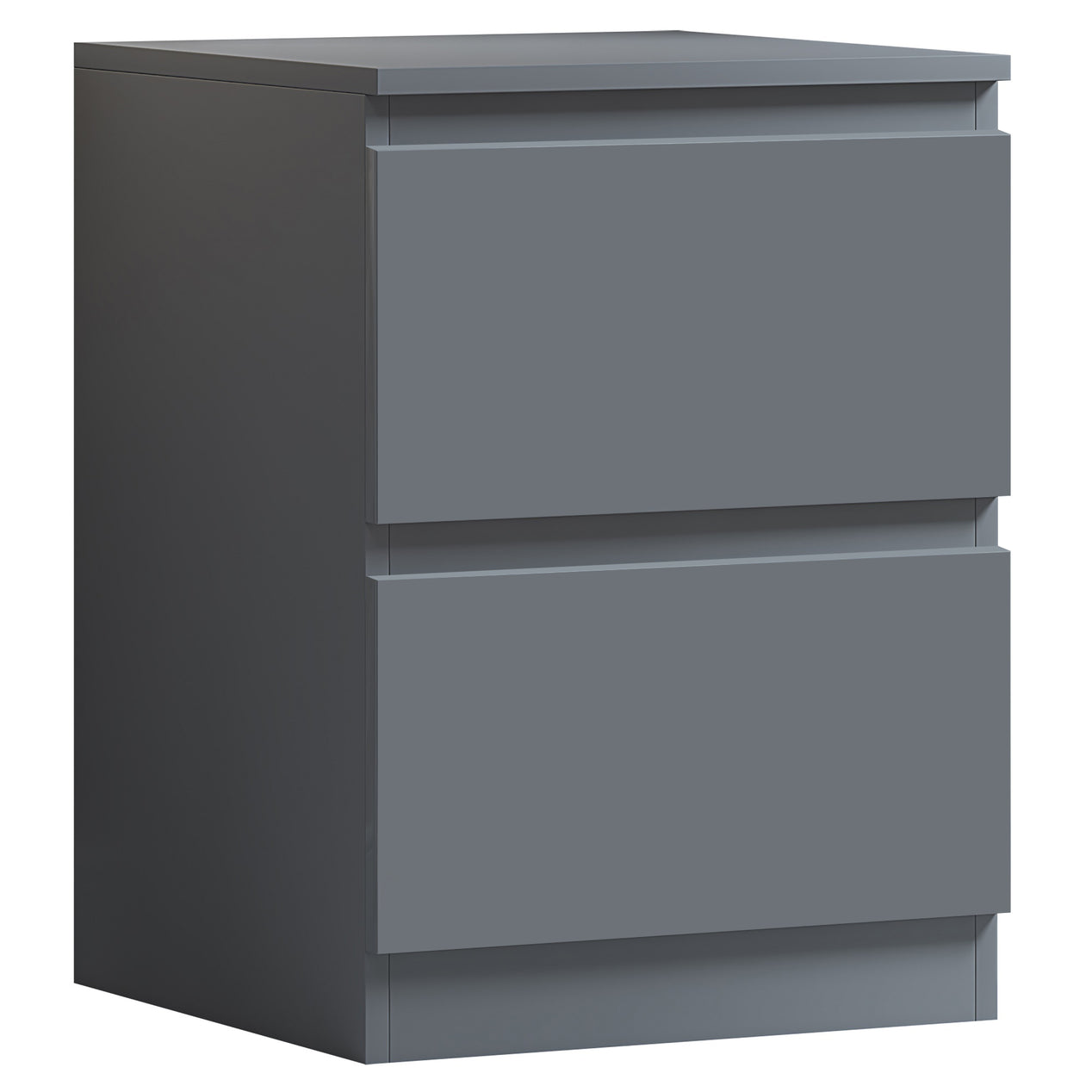 FWStyle Carlton 2 Drawer Bedside Nightstand - Matt Dark Grey