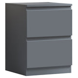 FWStyle Carlton 2 Drawer Bedside Nightstand - Matt Dark Grey