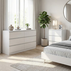 Carlton Matt White 6 Drawer and 3 Drawer Chests Offer