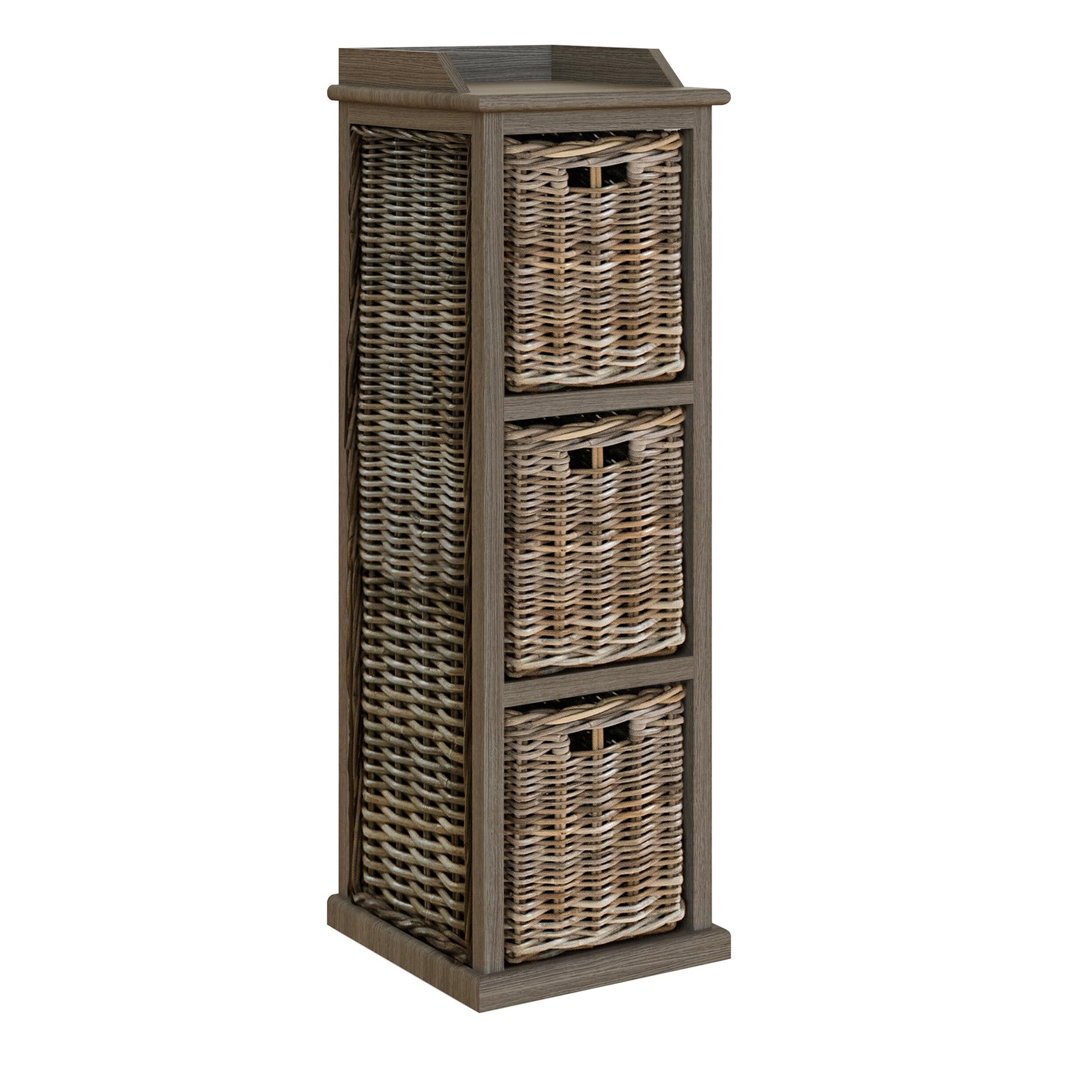 Maya Handmade Kubu Rattan 3 Basket Storage Unit