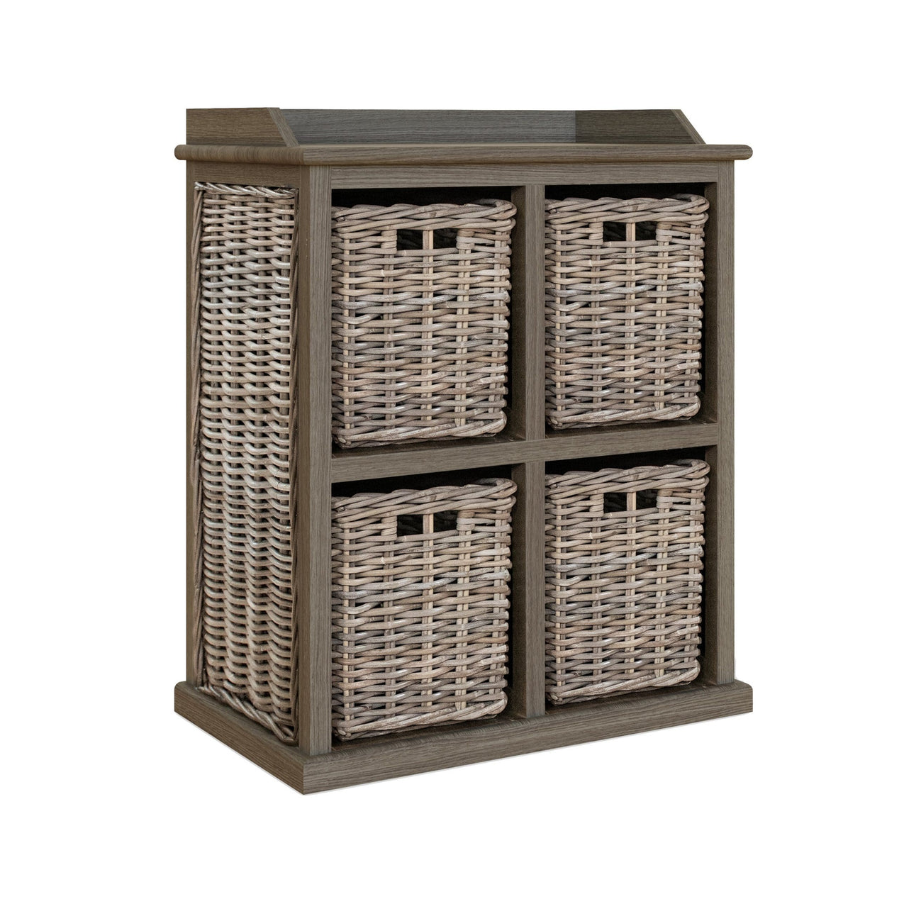 Maya Handmade Kubu Rattan 2 Over 2 Basket Storage Unit