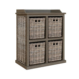 Maya Handmade Kubu Rattan 2 Over 2 Basket Storage Unit