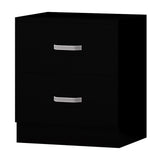 FWStyle Tunis 3 Piece Bedroom Furniture Set - Matt Black - Wardrobe + Chest + Bedside