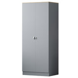 FWStyle Esher 2 Door Wardrobe Matt Grey Finish With Oak Top