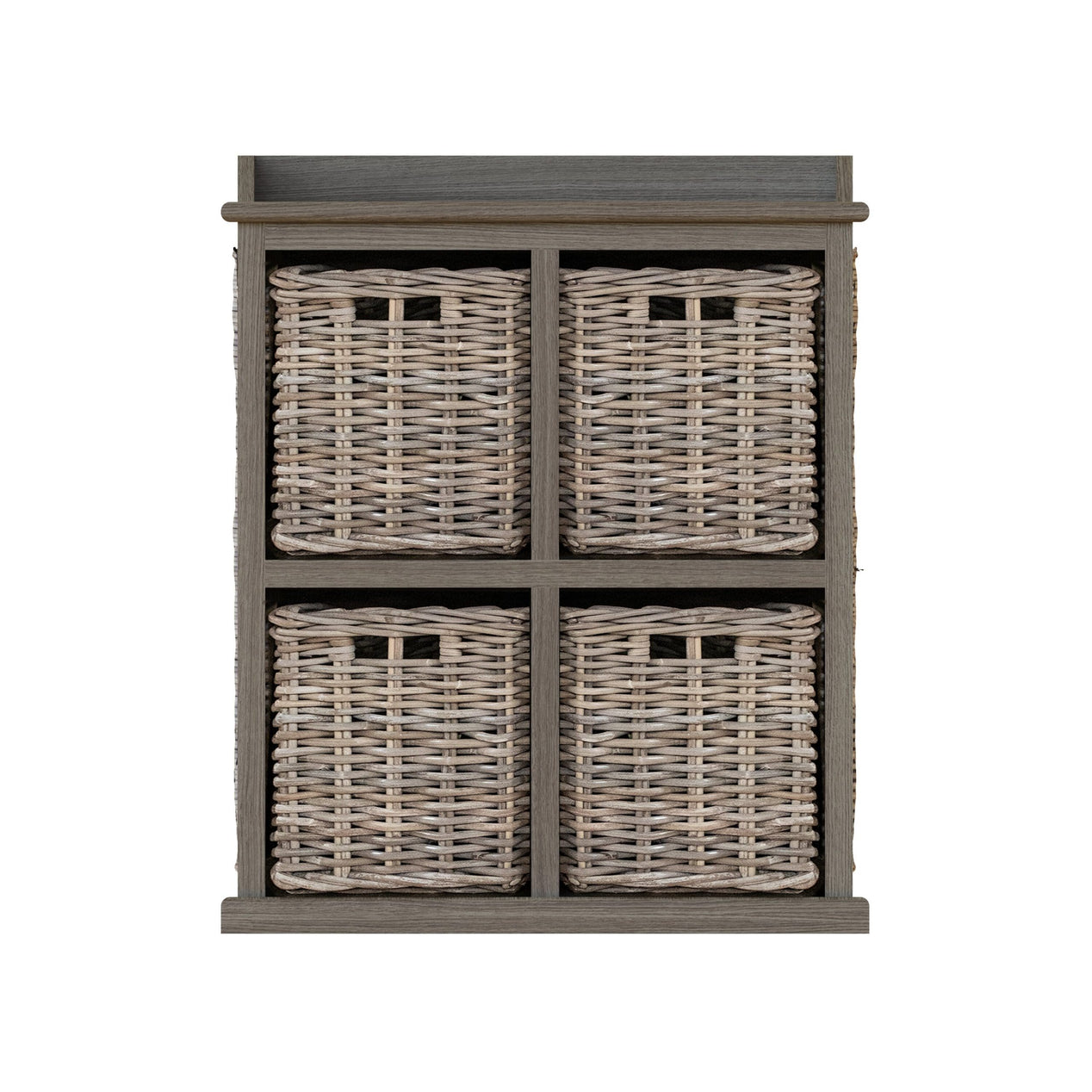 Maya Handmade Kubu Rattan 2 Over 2 Basket Storage Unit