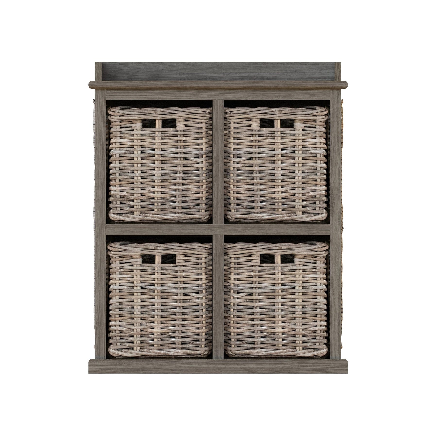 Maya Handmade Kubu Rattan 2 Over 2 Basket Storage Unit