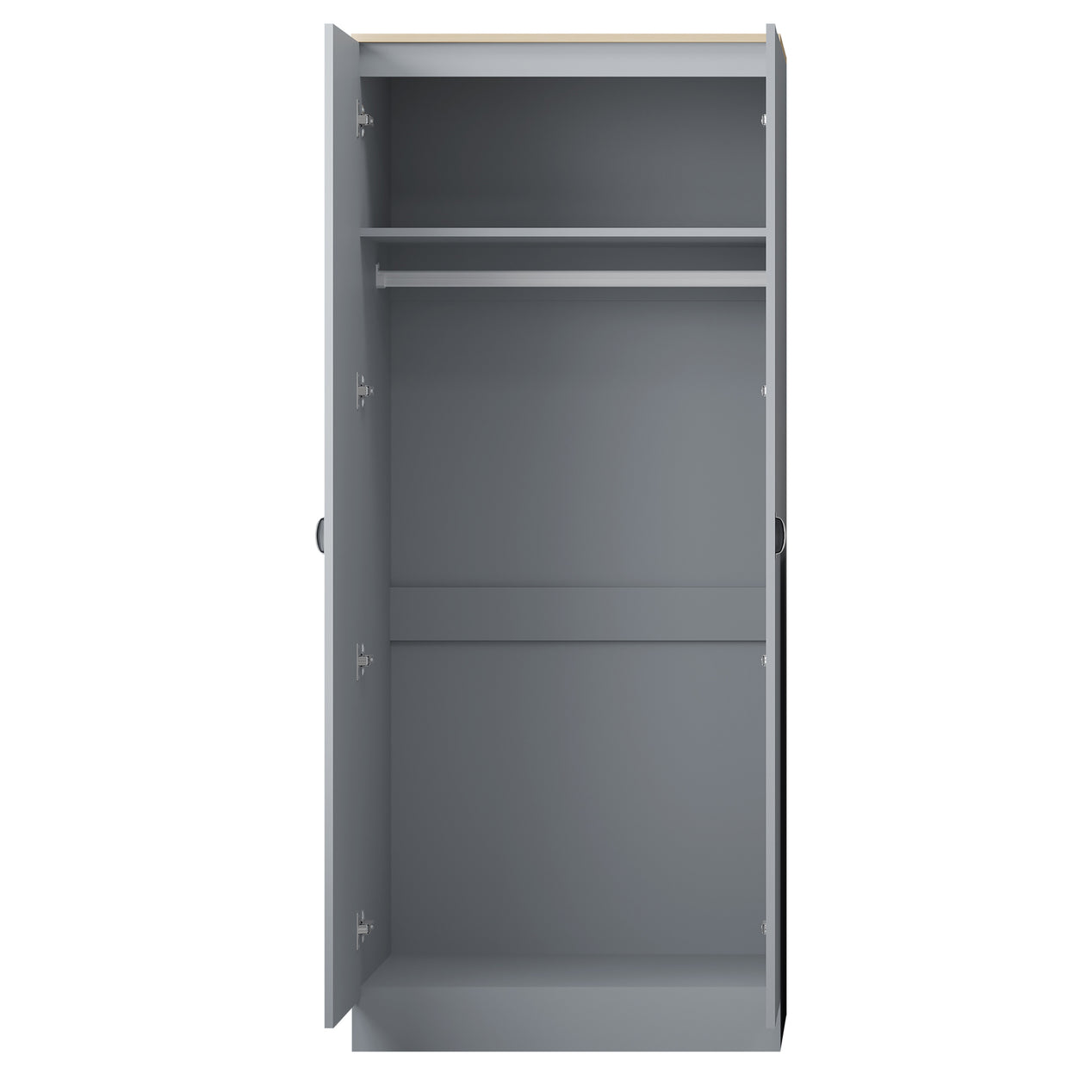 FWStyle Esher 2 Door Wardrobe Matt Grey Finish With Oak Top