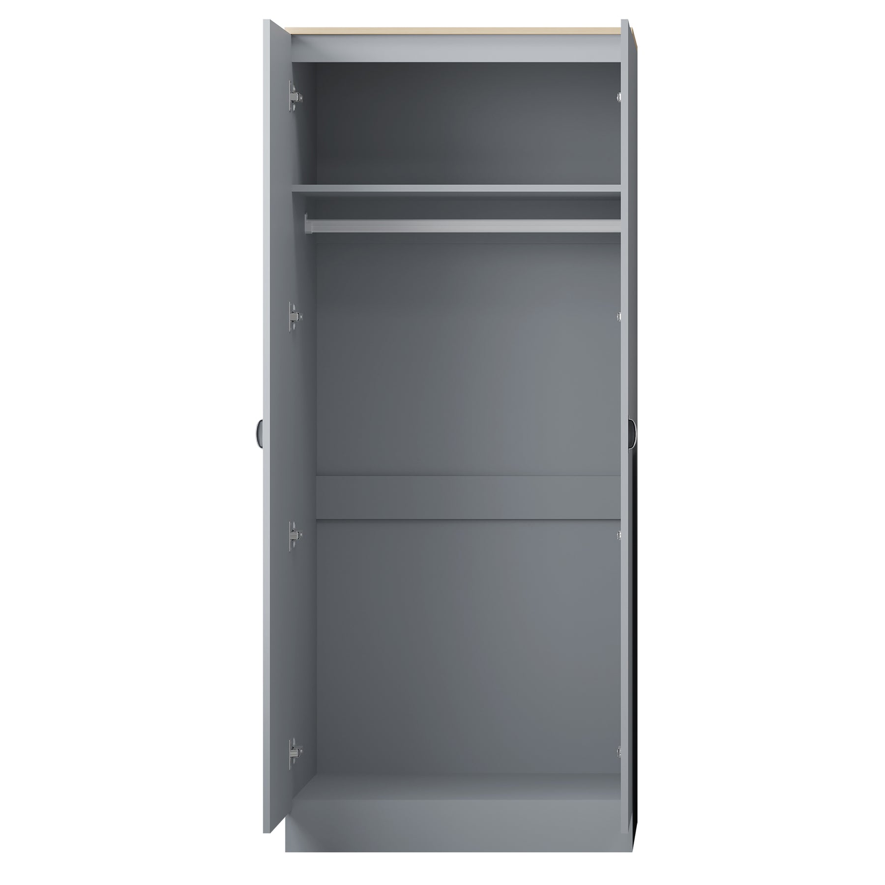 FWStyle Esher 2 Door Wardrobe Matt Grey Finish With Oak Top