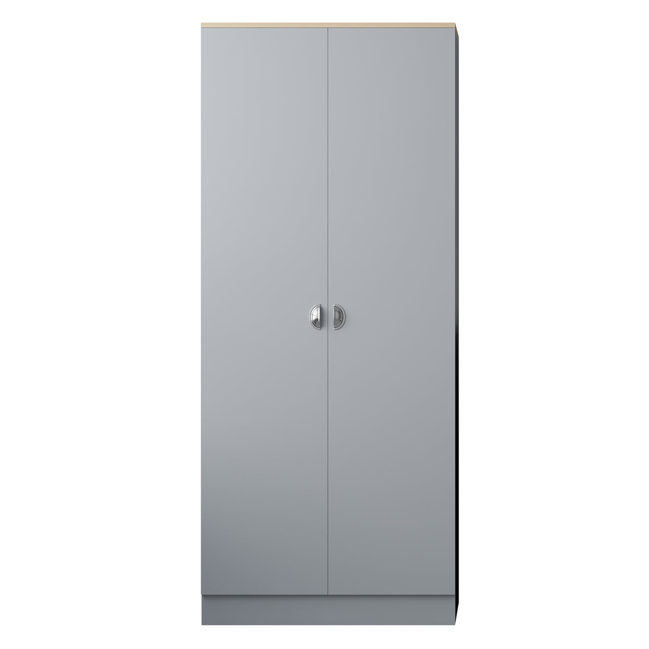 FWStyle Esher 2 Door Wardrobe Matt Grey Finish With Oak Top