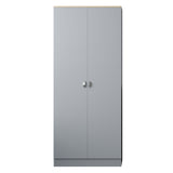 FWStyle Esher 2 Door Wardrobe Matt Grey Finish With Oak Top