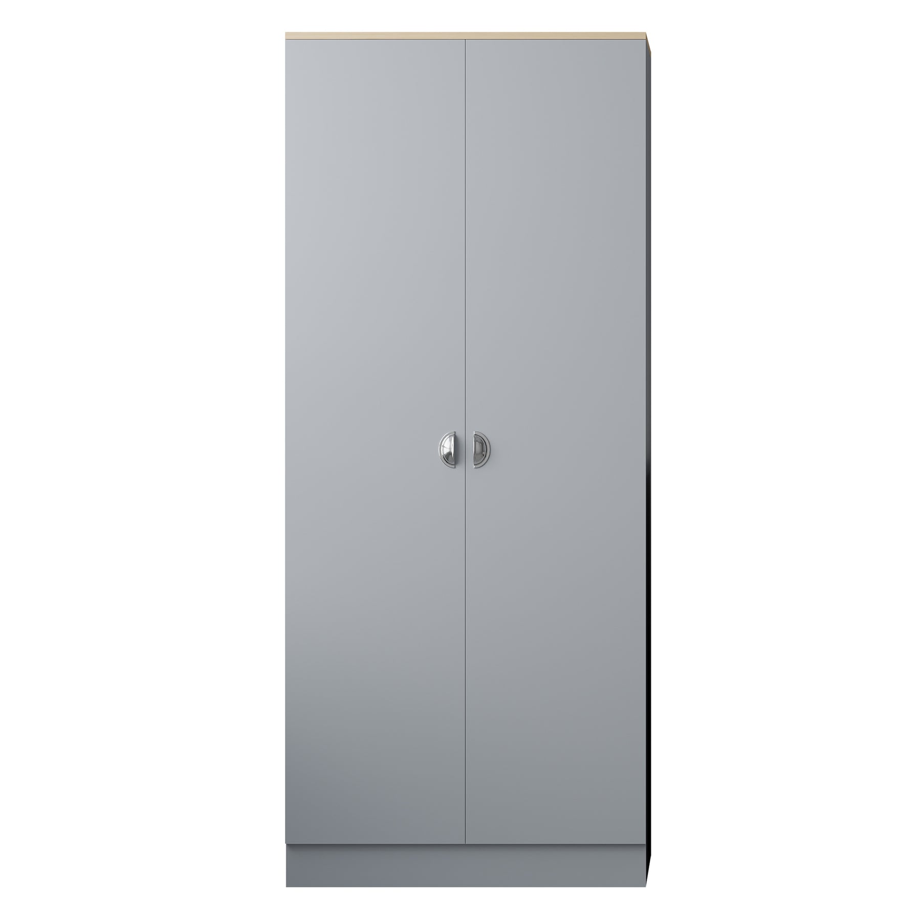 FWStyle Esher 2 Door Wardrobe Matt Grey Finish With Oak Top