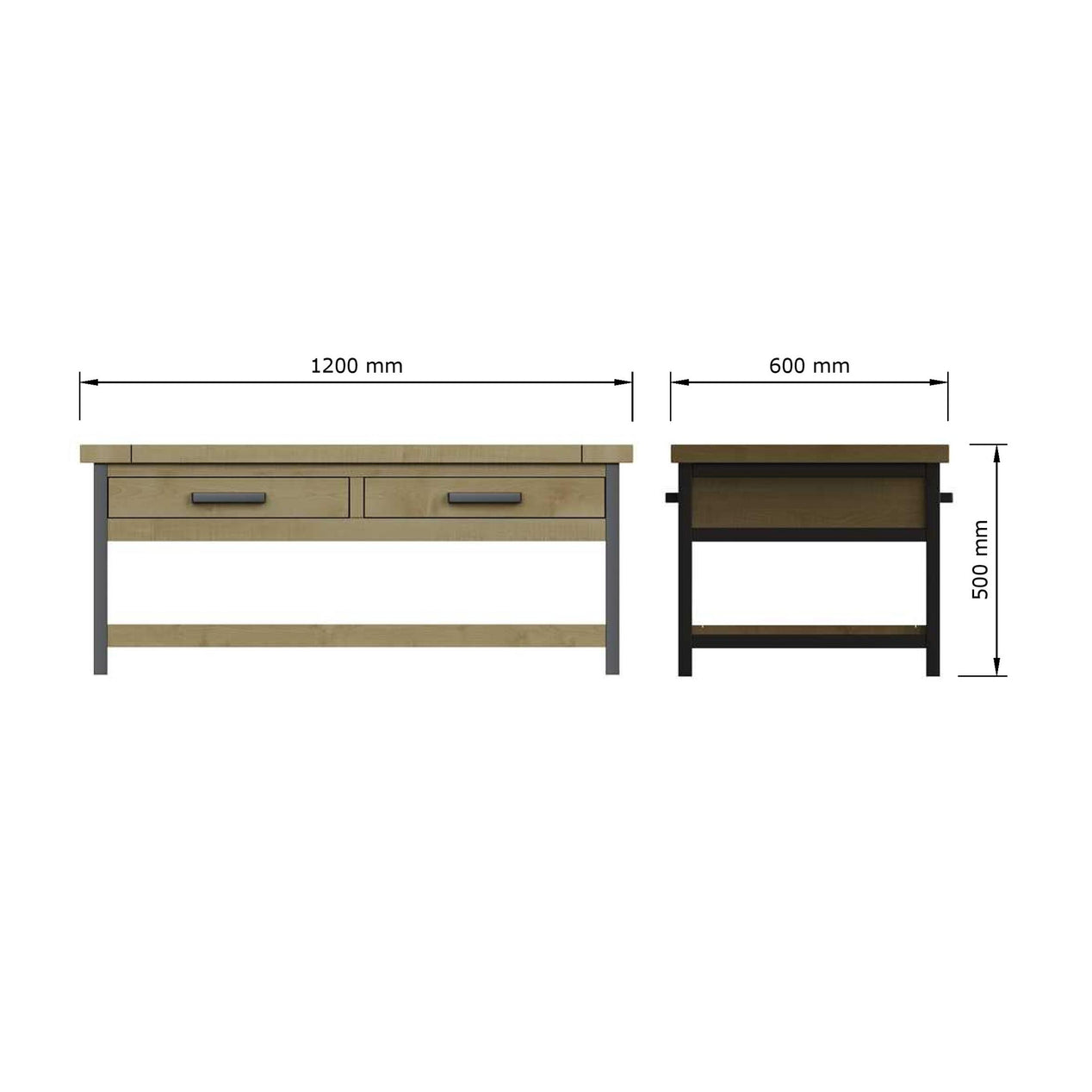 Lowry 2 Drawer Coffee Table Driftwood Lacquered Solid Reclaimed Pine