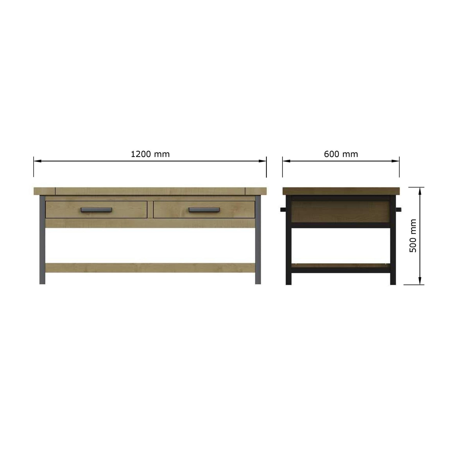 Lowry 2 Drawer Coffee Table Driftwood Lacquered Solid Reclaimed Pine