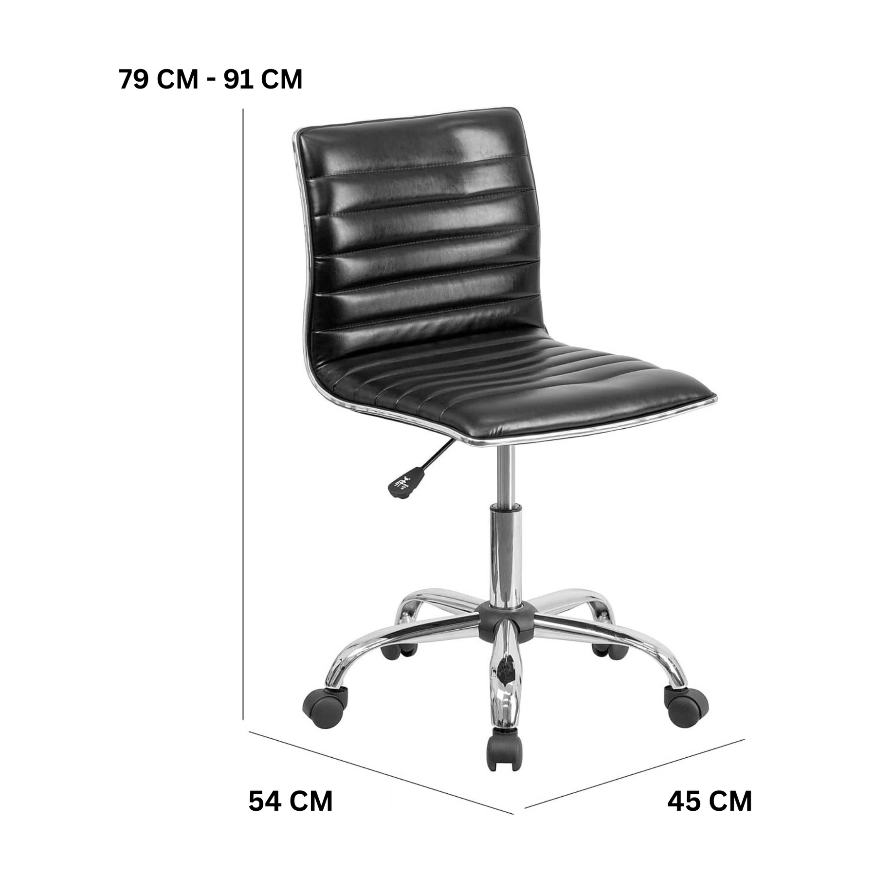 Black Faux Leather Low Back Designer Office Chair
