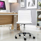 White Faux Leather Low Back Designer Office Chair