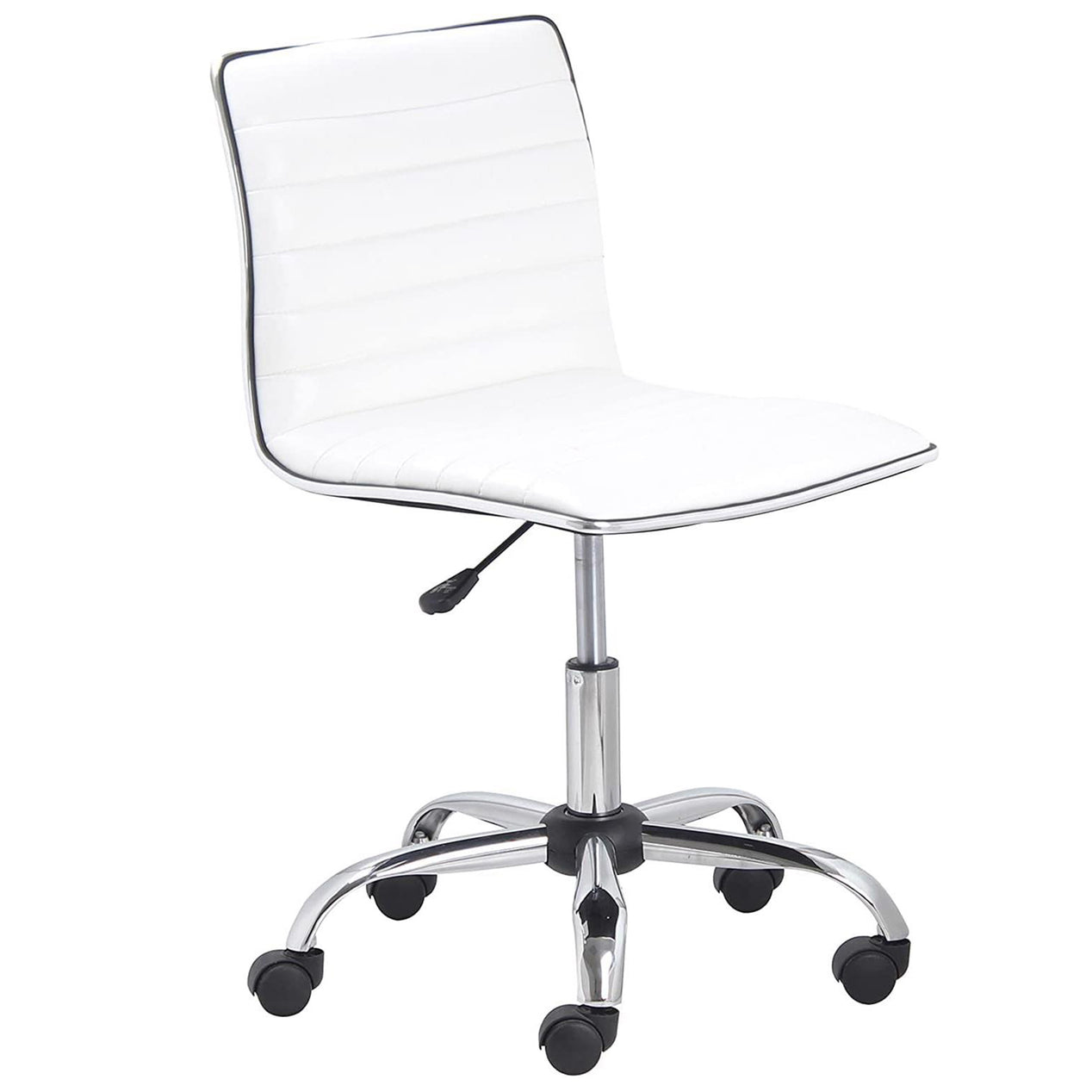 White Faux Leather Low Back Designer Office Chair