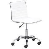 White Faux Leather Low Back Designer Office Chair