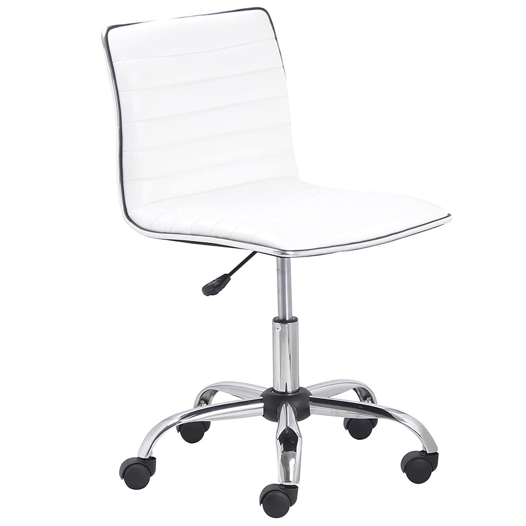 White Faux Leather Low Back Designer Office Chair