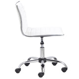 White Faux Leather Low Back Designer Office Chair