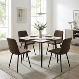 Nova Cream Square Dining Set with 4 Esme Dark Brown Chairs