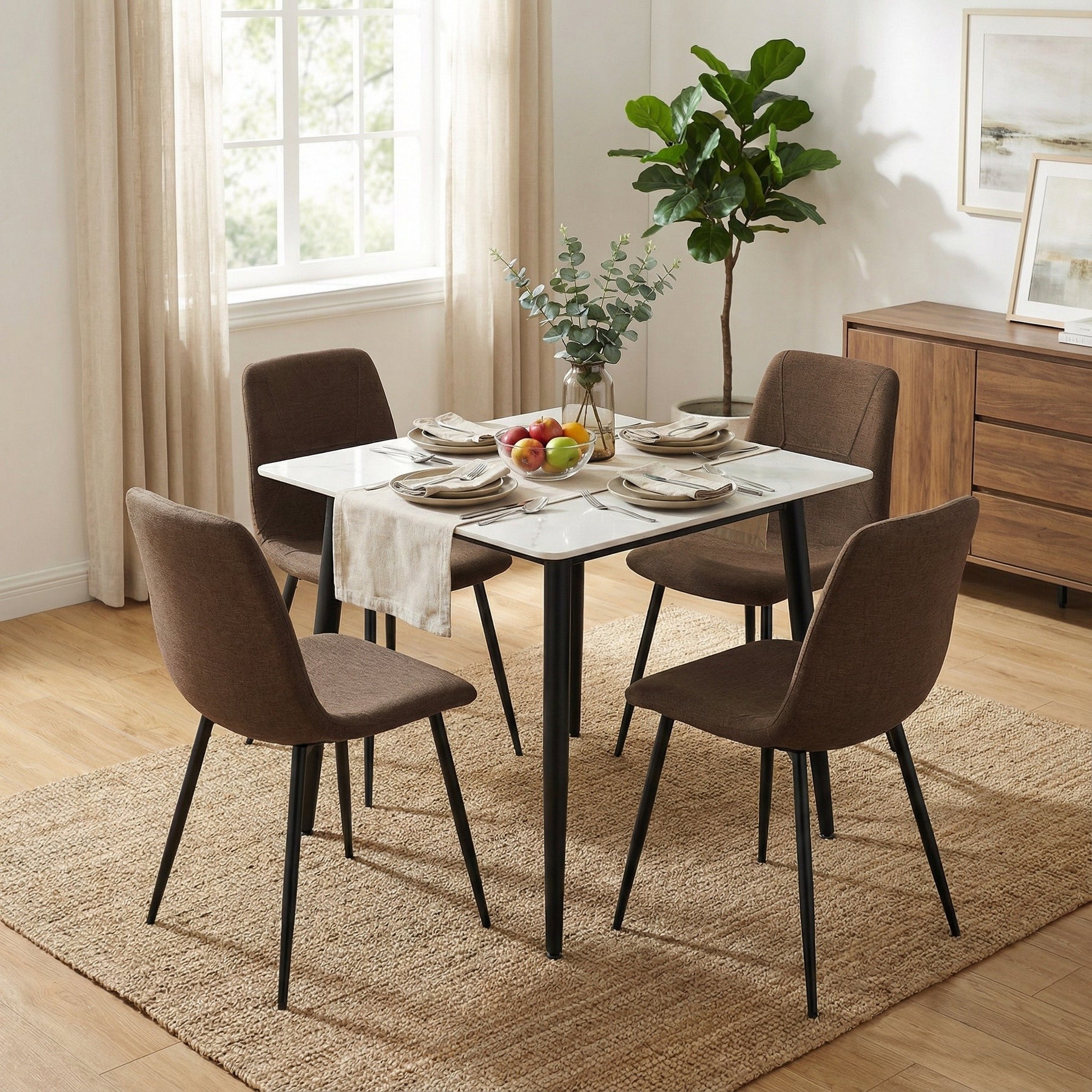 Nova Sintered Stone Dining Table 70x70cm - Cream Marble