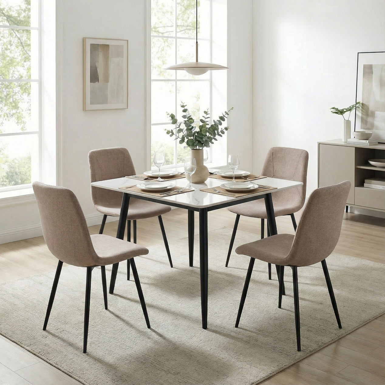 Esme Pack of 2 Light Brown Fabric Dining Chairs