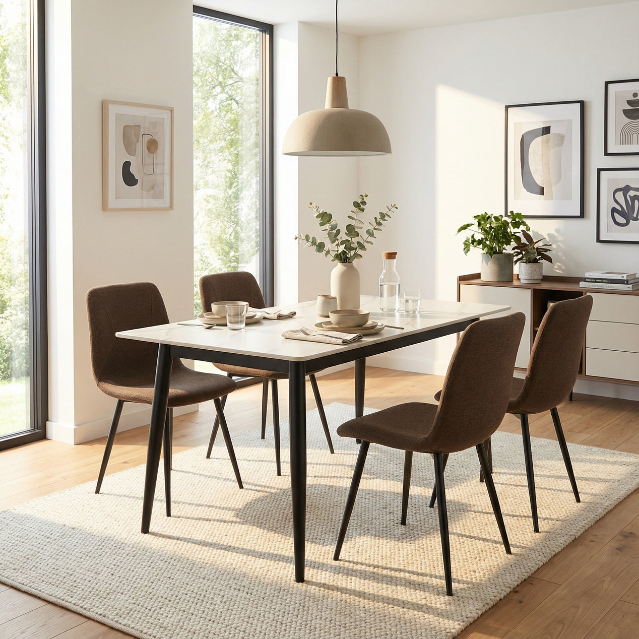 Nova Sintered Stone Dining Table 110x60cm - Cream Marble
