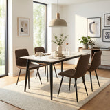 Esme Pack of 4 Dark Brown Fabric Dining Chairs