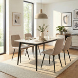 Nova Cream Dining Set with 4 Esme Light Brown Chairs