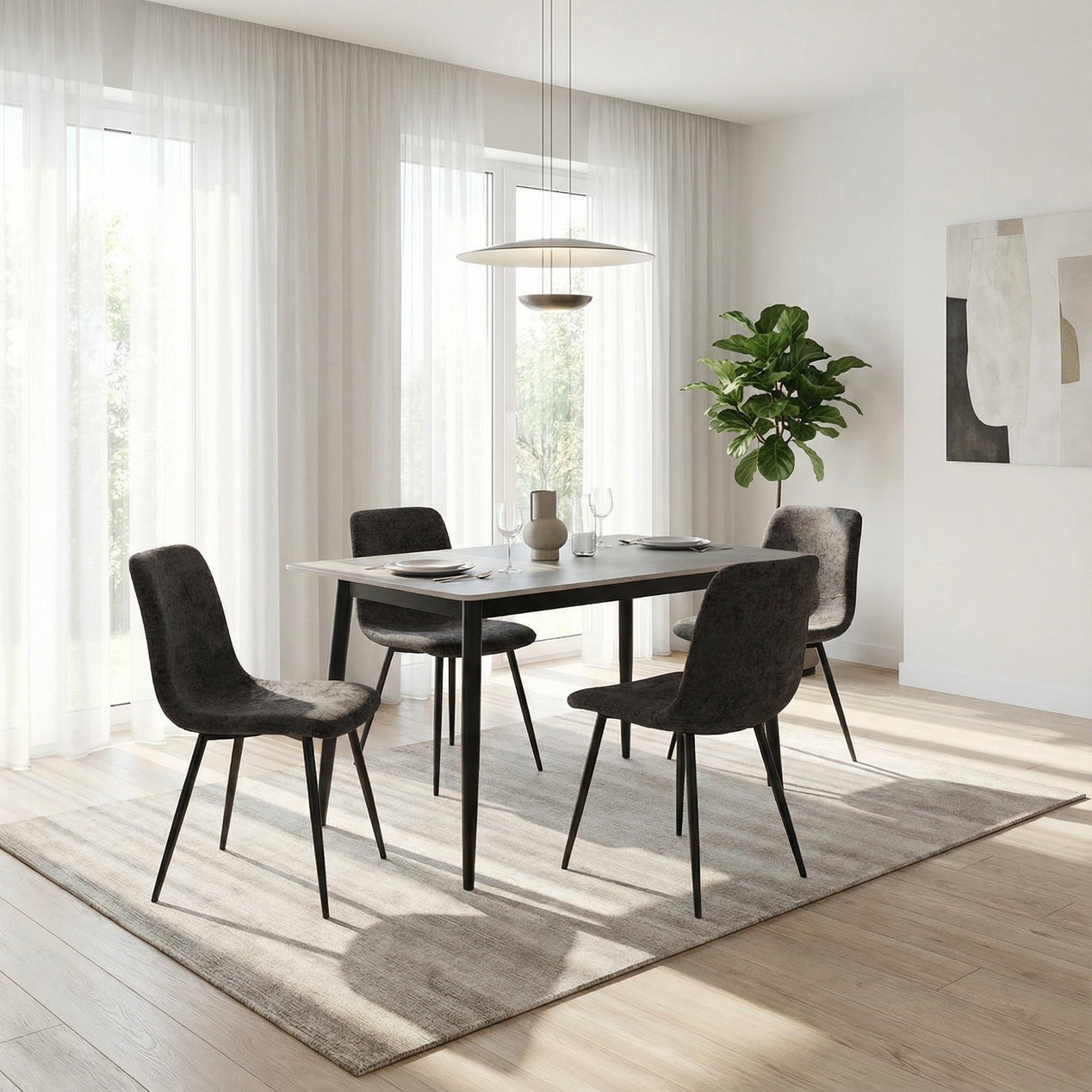 Nova Sintered Stone Dining Table 110x60cm - Grey Marble