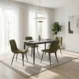 Evie Pack of 4 Light Green Fabric Dining Chairs