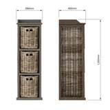 Maya Handmade Kubu Rattan 3 Basket Storage Unit