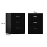 FWStyle Tunis 3 Drawer Bedside Chest Matt Black