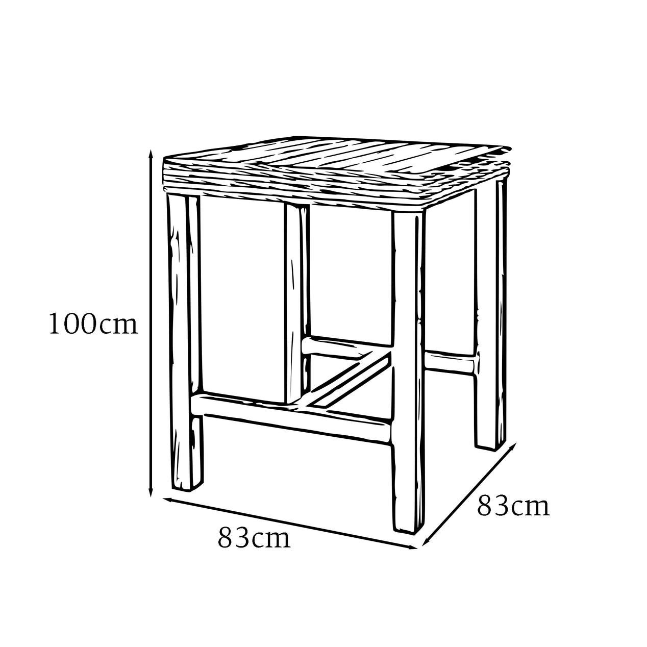 Maya Rattan Bar Table - Whitewash