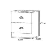 FWStyle Esher 2 Drawer Bedside Table Matt Grey With Oak Top