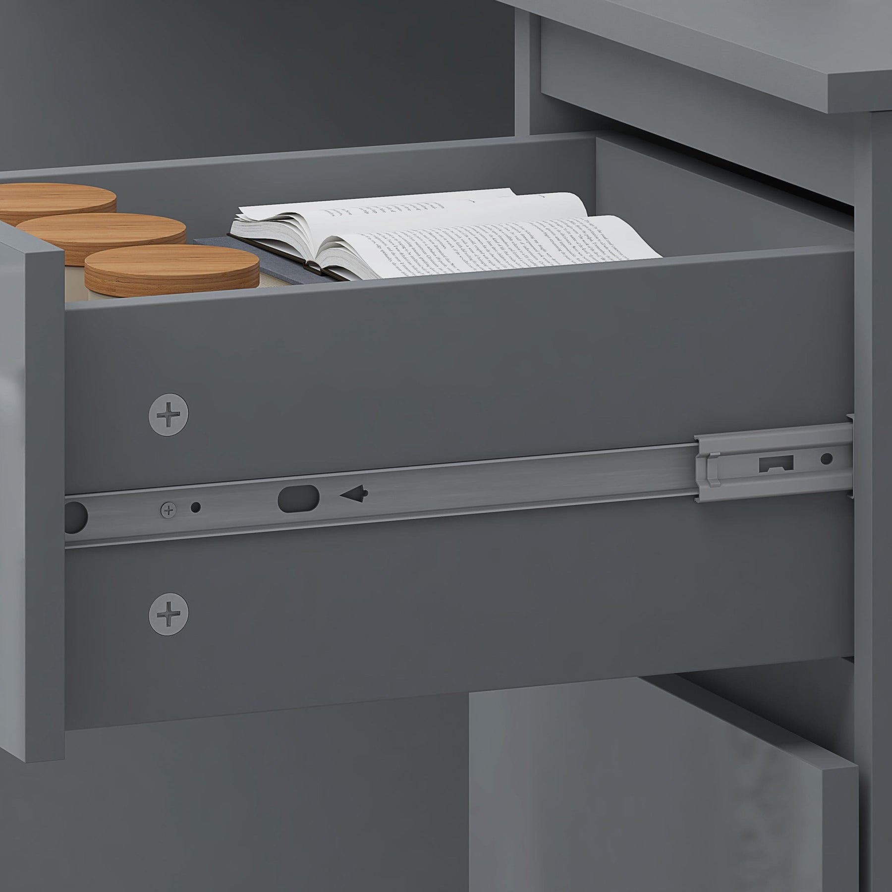 FWStyle Stora 3 Drawer Dressing Table - Grey Gloss Front