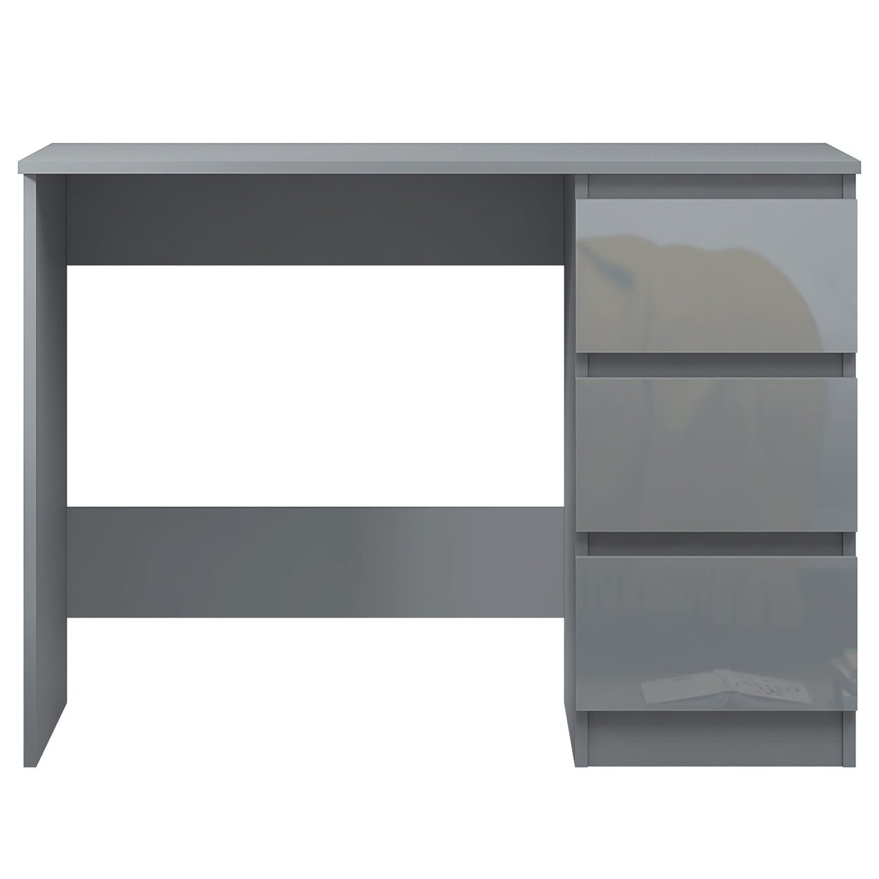 FWStyle Stora 3 Drawer Dressing Table - Grey Gloss Front