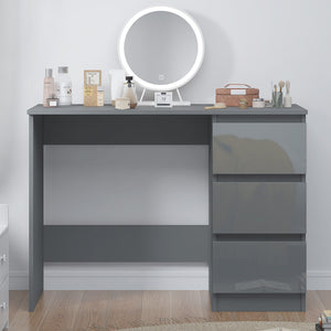 FWStyle Stora 3 Drawer Dressing Table - Grey Gloss Front