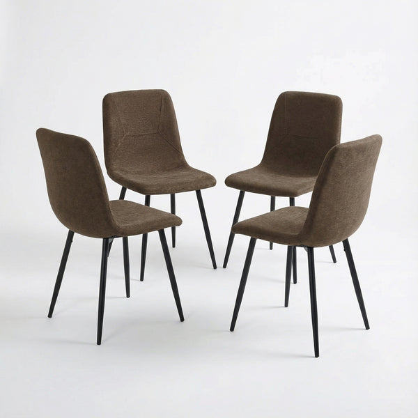 Esme Pack of 4 Dark Brown Fabric Dining Chairs