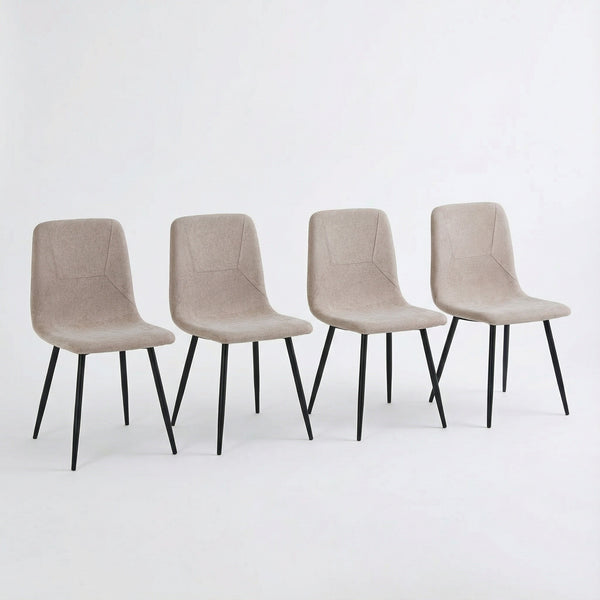 Esme Pack of 4 Light Brown Fabric Dining Chairs