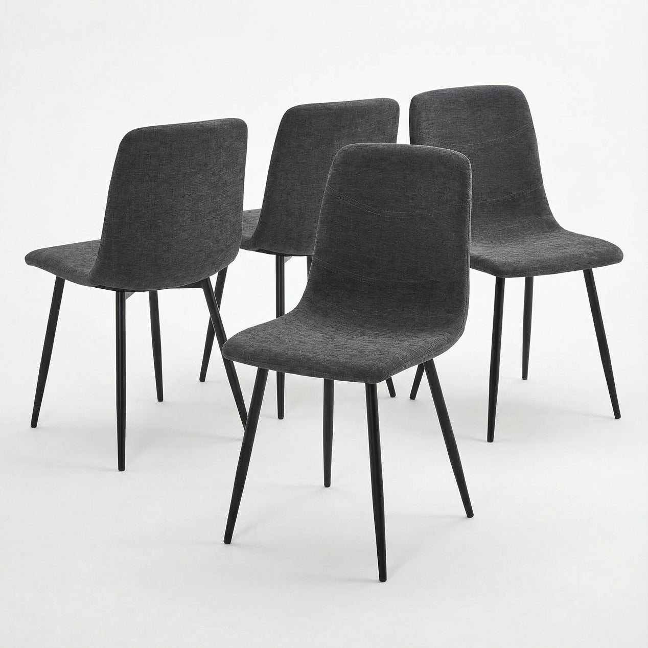 Evie Pack of 4 Grey Fabric Dining Chairs