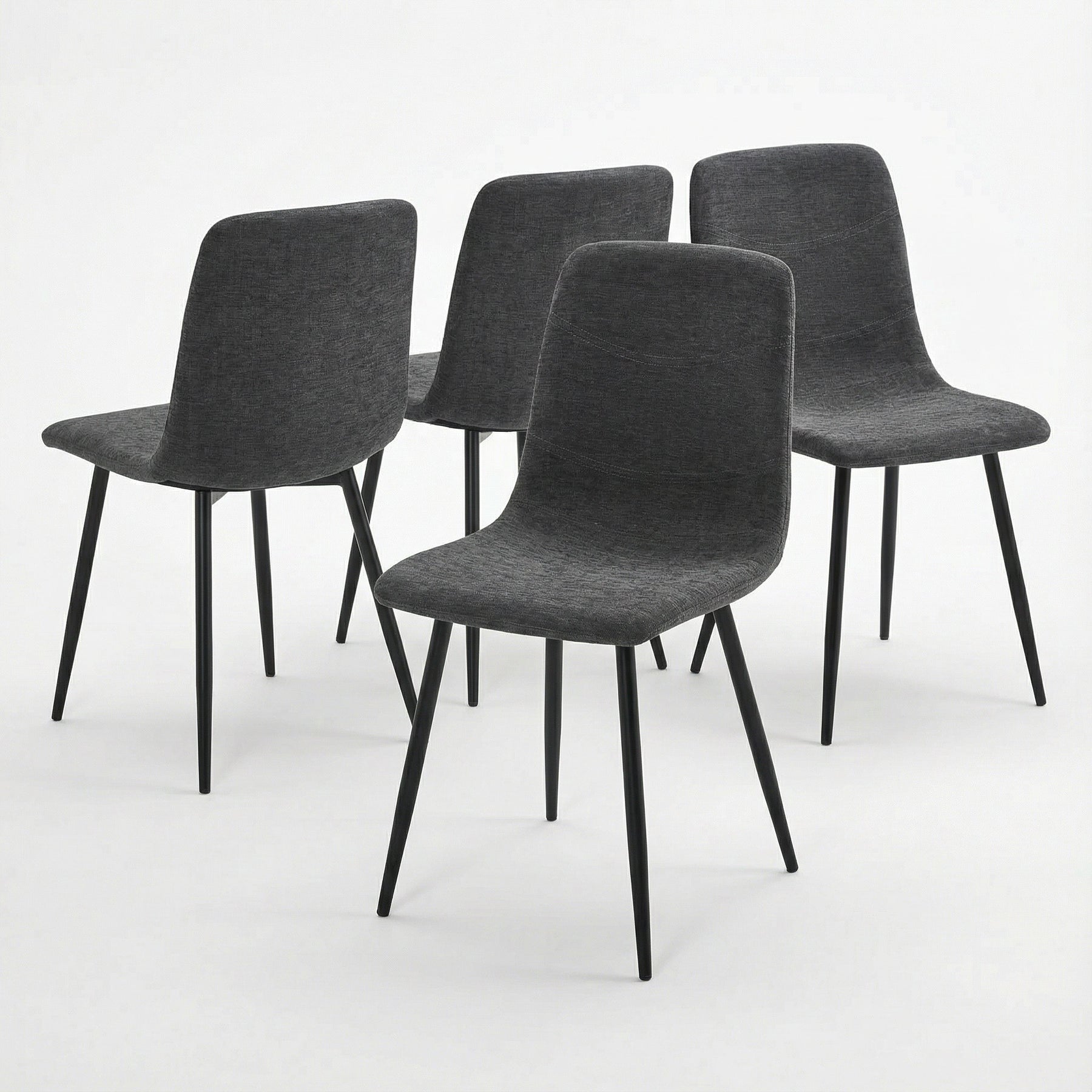 Evie Pack of 4 Grey Fabric Dining Chairs