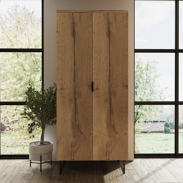 FWStyle Fisso 2 Door Wardrobe Cracked Oak - Quick Click & Cam Assembly