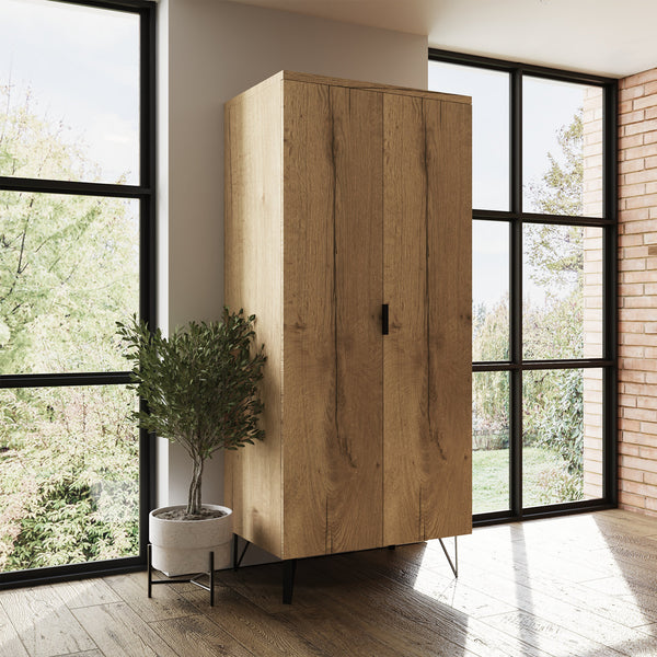 FWStyle Fisso 2 Door Wardrobe Cracked Oak - Quick Click & Cam Assembly